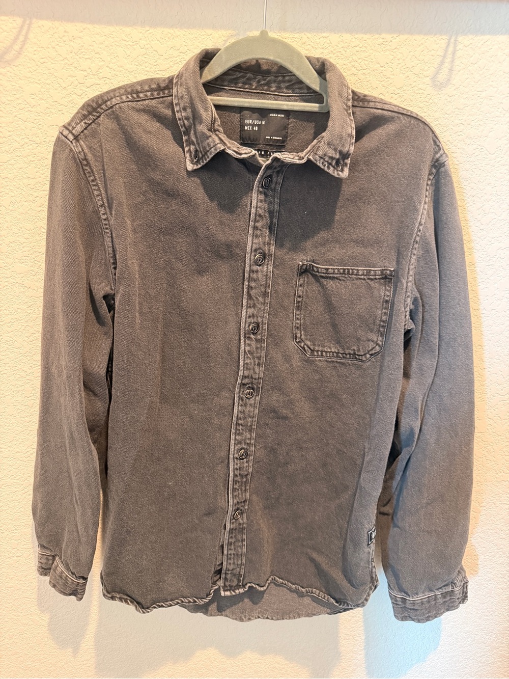 Zara 100% cotton slim fit grey button up men’s medium